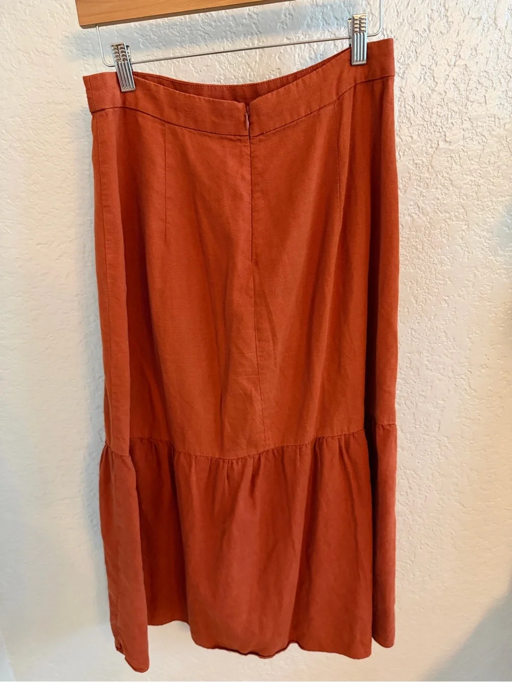 Madewell Rust Ruffle Wrap-Style Midi Skirt